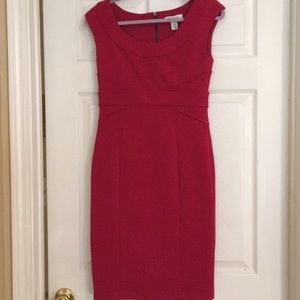 Red fitted tea length dress